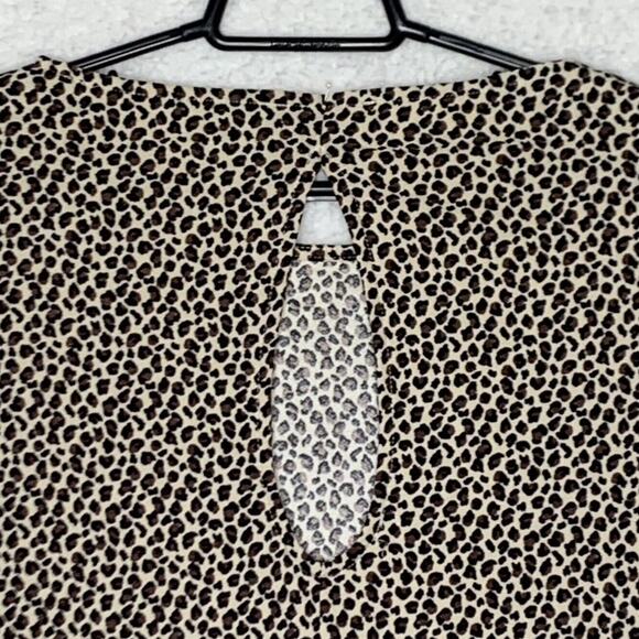 MNG Basics Dress Womens Large Black Tan A-line Leopard Print Knee Length - Picture 5 of 7